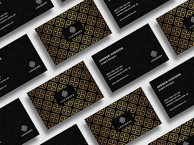 Grandeur Luxsmore Business Card agency black black gold business card clean company corporate creative design gold gradient luxury name card pattern spa template
