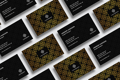 Grandeur Luxsmore Business Card agency black black gold business card clean company corporate creative design gold gradient luxury name card pattern spa template