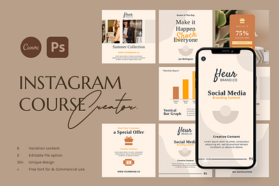 CANVA & PS - Insta Course Creator advertising branding canva design girl illustration instagram instagram post instagram stories instagram template logo minimalist presentation social media social media design social media pack social media templates socialmedia template ui