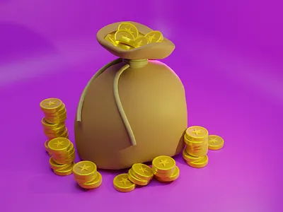 3D Treasure Bag Illustration 3d art artwork bag blender design gold illustration illustration design landing page web website