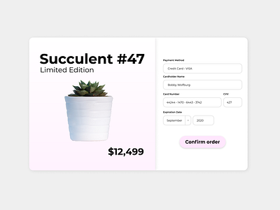 002 Credit Card Checkout 002 checkout credit card dailyui succulent