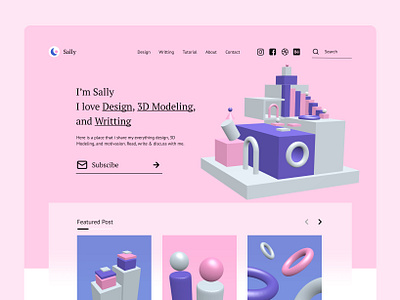 Blog 3d abstract article article design blog blog design clean clean design dailyui design hero section illustration ui ui design uiux ux web web design web portfolio website