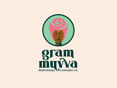 Gram Muvva For Dribbbs 3 beautiful branding cannabis branding cannabis logo color consious brands illustration logo minimal palette rose smoke third eye willow