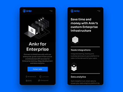 Ankr Enterprise mobile page 3d 3d animation adaptive animated b2b blockchain cloud cloud computing crypto data enterprise flat icons infographic landing nodes product responsive ui ux