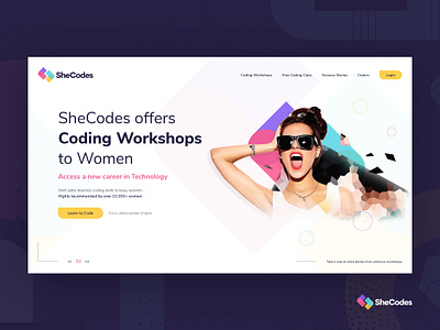 SheCodes - Web Design banner section challenge creative designer header section hero header home homepage landing landing page shecode template ui design ui kit uiux uplabs web web design web designer web template