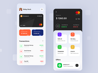 Credit Card App amex app balance clean creative credit card credit card payment credit cards creditcard design finance mastercard mobile ridoy rock user interface ux visa wallet