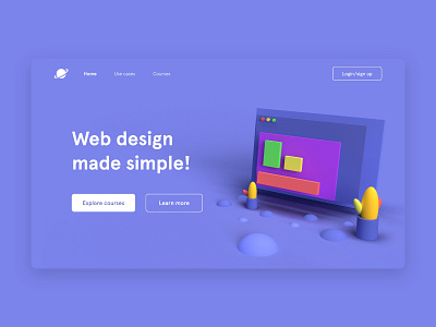 Landing page with 3D illustration 3d art adobedimension adobexd illustration logo minimal ui ui ux ui design uidesign uiux user interface userinterface webdesign