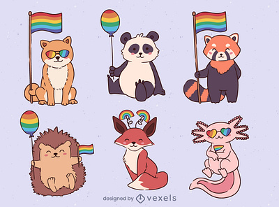 Pride Animals SET art design draw graphic design illustration