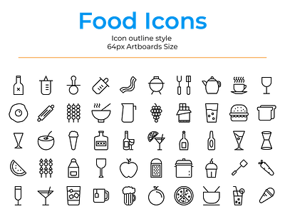 Food icons pack app flat icon illustration ui web