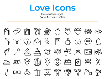 Love icons pack icon illustration line style ui web