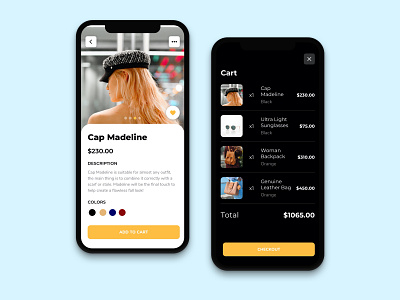 Fashion Store accessories app cart clean clothes dark ecommerce fashion ios mobile shop ui ux