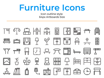 Furniture icons pack app icon web