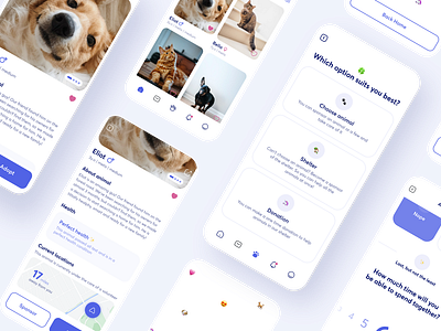 Shelter App adopt adoption animal app application medicine mobile mobile app pet product design shelter shelter app treatment ui uiux ux uxui vet veterinary