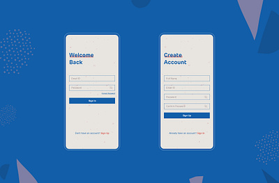 Sign In - Sign Up screens adobexd app app design art clean design illustration login minimal retro sign in sign up typography ui