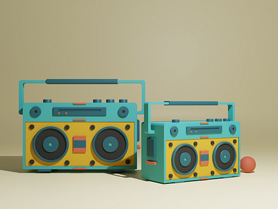 Boom box 3d 3d art 3d artist 3dsmax artist blender blender3d blender3dart blendercycles boombox c4d cinema4d design designer hippie music radio song style vintage