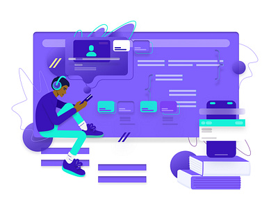 React Native Course Banner Design 3d animation app boy branding character code cool course design figma guy icons illustrations interface react react native ui ux vector