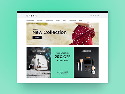 Dress landing page design ecommerce interface landing landingpage ui web design website