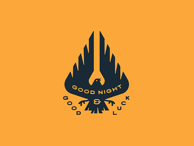 Good Night & Good Luck badge bird bird logo branding crow eagle good luck good night halloween identity illustration lockup mark old school tattoo spooky tattoo style