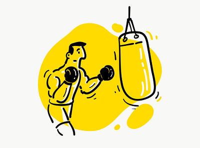 Boxing practice boxing branding energy illustraion practice vector yellow