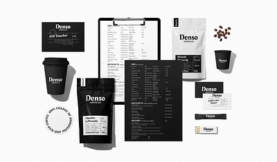 Denso Coffee Company Branding Concept badge beans black brand branding clean coffee concept denso denso coffee design dream illustration logo typography typography logo vector