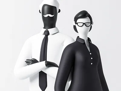 Partnership 3d blender business character man success woman