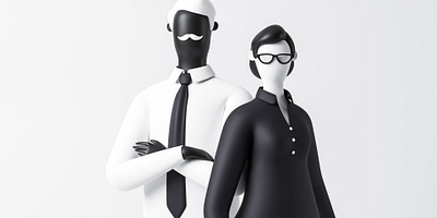 Partnership 3d blender business character man success woman