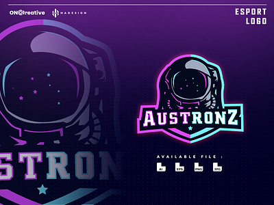 AUSTRONZ E-SPORTS LOGO astronaut blue clean design digital esports esports logo game games gaming graphic illustrations illustrator mascot player social network sports twitch youtube