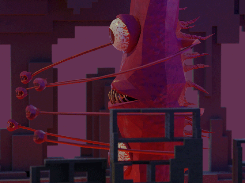 Terraria Boss the Wall of Flesh 3d 3d animation animation flesh game hell hungry low poly terraria underworld video wall wall of flesh