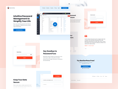 Bastionpass marketing landing page bootstrap layout dashboard design database encryption marketing website minimal clean design password manager product design security app ui ux