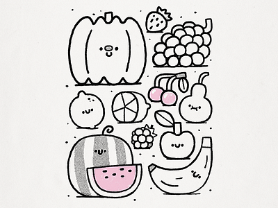 Danilovsky market apple banana bazaar cherry cute doodle fruits illustration kawaii lemon market marketplace pear pumpkin raspberry vegetables watermelon