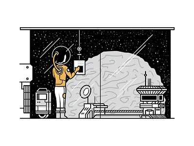 Space app art character clean design flat illustration minimal space spaceman station vector