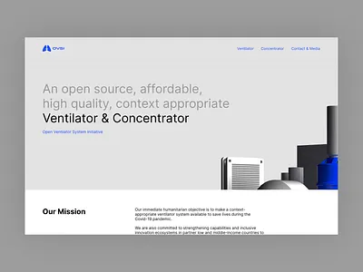 ovsi.org redesign header africa blue clean concentrator corona coronavirus covid19 design grey header healthcare minimal open source render simple ui ventilator webdesign website white