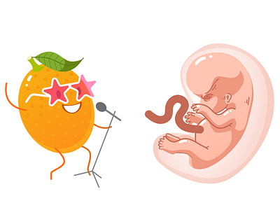 Miracle of life. 10 weeks character embryo illustration kumquat people pregnancy vector vector art