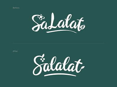 Salalat Salad Bar Logotype Refresh bar berries brushpen script calligraphy food grapes leaf lettering logo logotype redesign refresh restaurant salat script swoosh wordmark