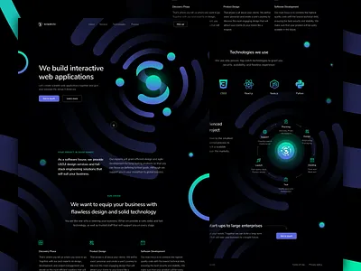 Scopevio - Landing Page & Branding for a software house branding clean company dark landing landing page landingpage logo onepage onepager react sketch software house ui ui design user experience ux web web design website