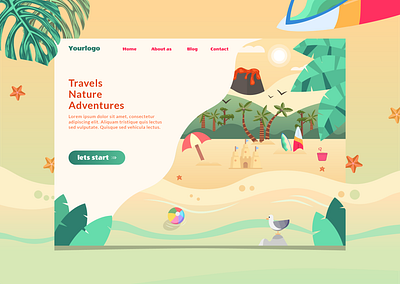 Travel landing page beach beachball concept concept art concept design design2020 flatdesign illustration landingpage page travel tropics ui uidesign vector web webdesign webpage