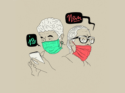 How to wear your mask right - 04 adobe fresco corona coronavirus covid covid 19 editorial editorial illustration face mask gesichtsmaske iampommes illustration ipadpro pommes portrait porträt retro safety vacation vector vintage