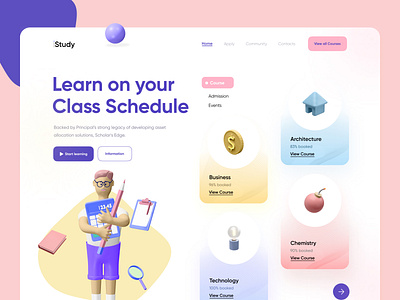 Online Education Platform 3d header best header book card card design children clean dashboad design e learning education education app education website learning platform reading reading app startup study app ui ux