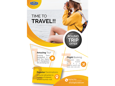 Travel and Tour Flyer Template adventure advertisement agency beach booking business company flight flyer holiday holiday flyer hotel island leaflet operator package pamphlet poster prospectus summer