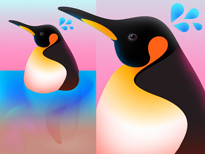 Raising Sea Temperatures Effect on Emperor Penguins editorial illustration gradients illustration