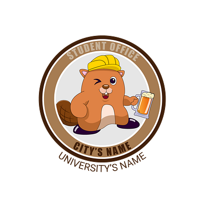 Student Office's logo animal art beaver beer brown design graphisme icon illustration illustrator logo logo design shadow student