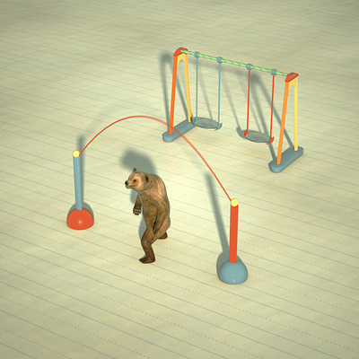 Bear workout theme - jump rope 3d visualization advertisement animation animator art direction bear cinema 4d illustration jump rope motion design octane render workout