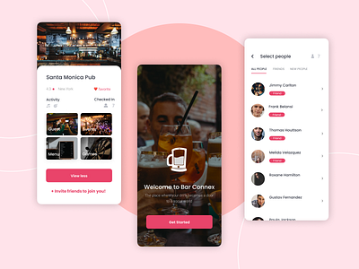 Bar Connex app debut design minimal mobile ui ux