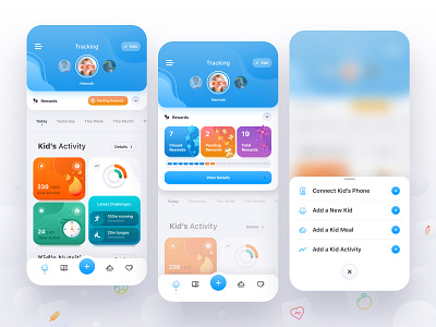 Wello: Health App for Kids. Main Screens activity app cards fitness app food healthy kids kids app nutrition ui ui design uiux