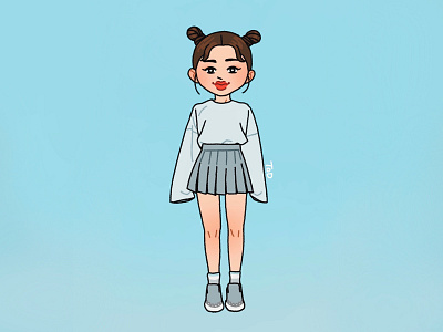 Skyblue digital drawing fashion illustration skyblue tennis skirt todchoi