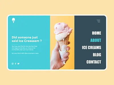Landing Page for Ice Cream Shop clean creative flat minimal ux web design