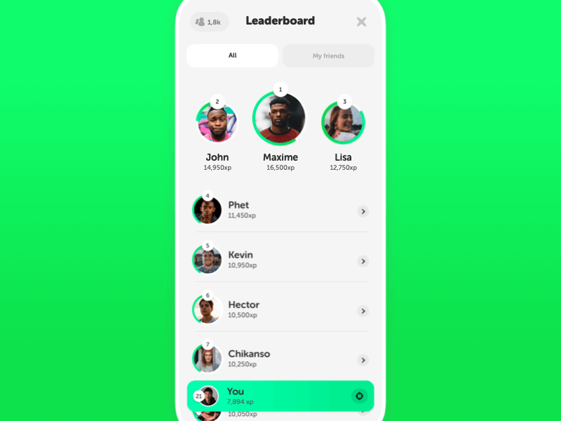 Leaderboard - Ranking app animation app design football leaderboard mobile product design rank ranking transition ui