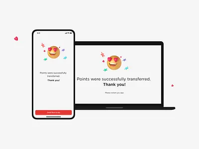 Points transfer success screen 3d app cinema4d concept ui ux