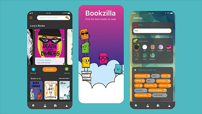 Bookzilla App - Scottish Book Trust app branding design graphic design illustration ui vector