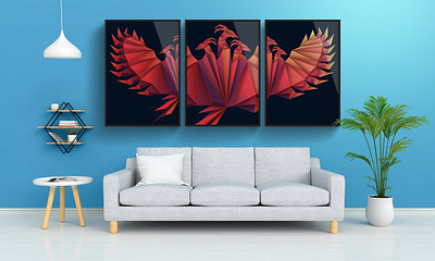 three heads phoenix illustration graphic design illustration polygonal